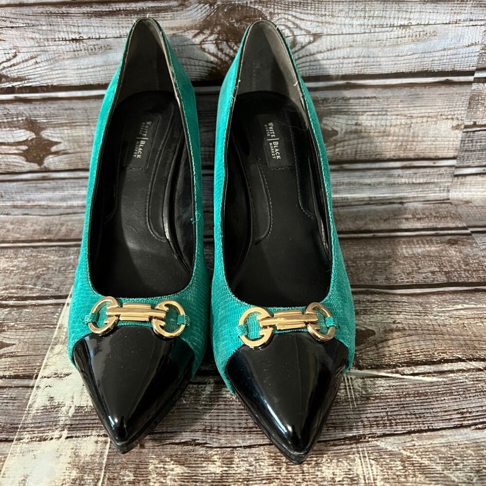 White House Black Market Turquoise Teal Heels Size 8M - Picture 1 of 9